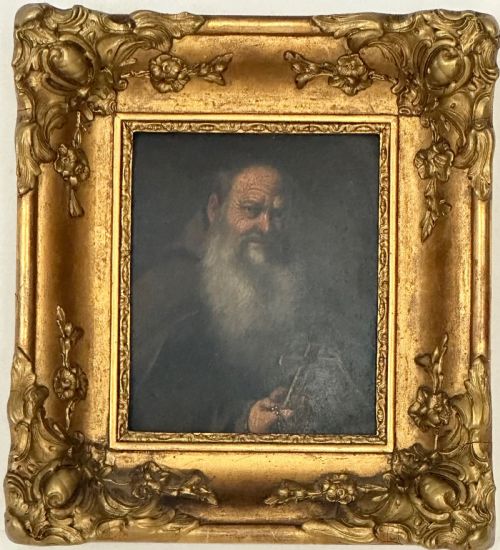 Oil on Board Depicting Half Portrait of a Monk