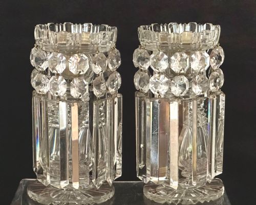 Pair of Antique Candlestick Lustres