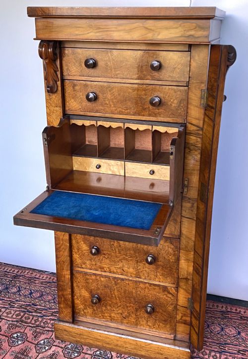 Walnut Wellington Secretaire Chest