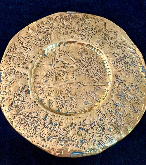 SET OF FIVE BRASS INDIAN TEMPLE PLATES - ADDITIONAL PHOTO 6