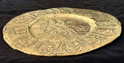 SET OF FIVE BRASS INDIAN TEMPLE PLATES - ADDITIONAL PHOTO 8