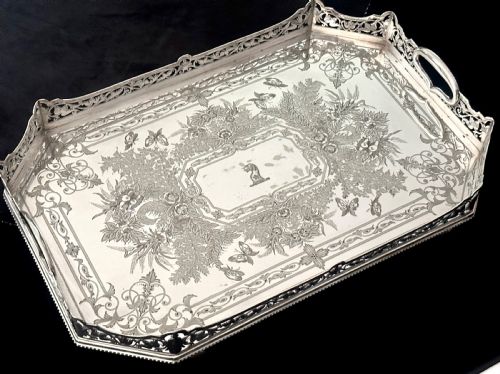 !9th Century Silver Plated Tray of Very Large Proportions.