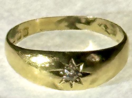 18ct Gold Gypsey Ring with an Old Cut Diamond

