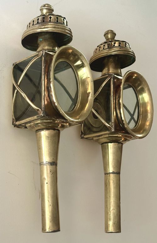 Pair of Brass Carriage Lamps