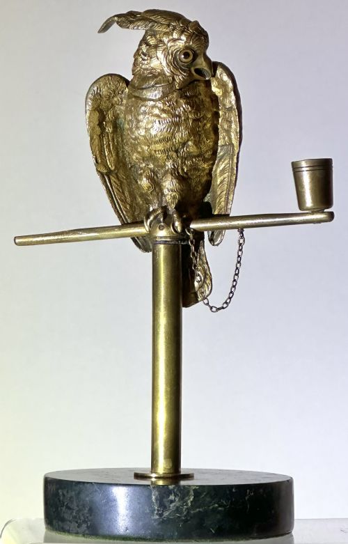 Gilt Metal Desktand with a Cockatoo
