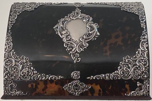 Stationery Box in Silver Mounted Tortoiseshell