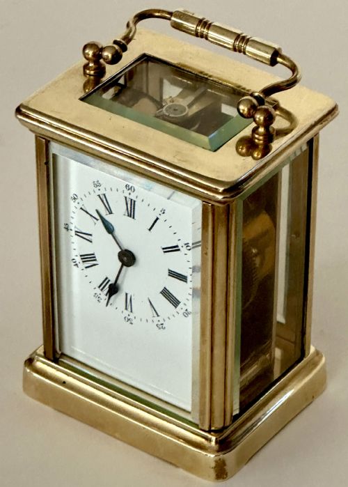 French Brass Carriage Clock with Case