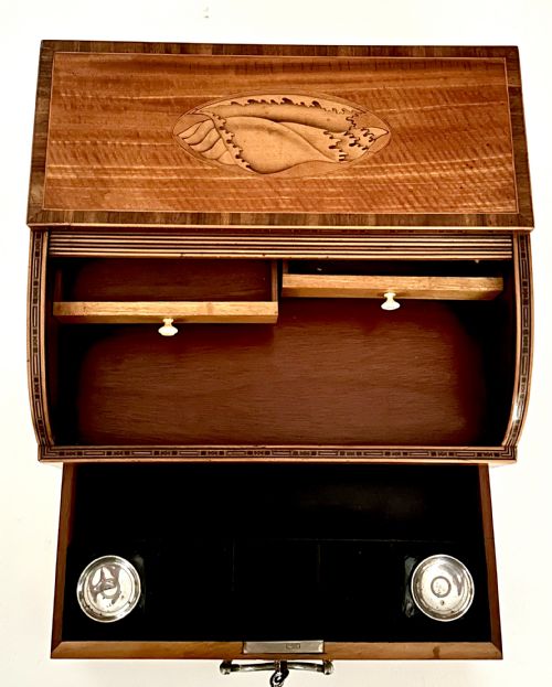 fig 1. Georgian Satinwood Desk Top Tambour Writing Box