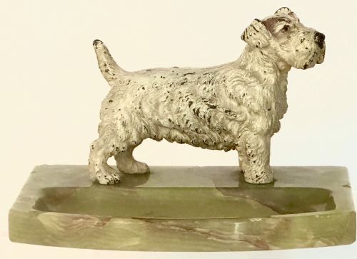 Art Deco Onyx Desk Stand with Cold Painted Bronze Dog