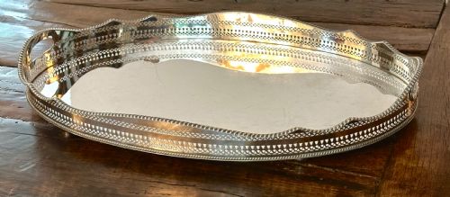Large Silver Plated Gallery Tray