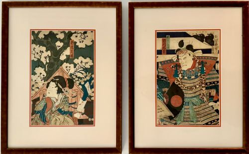 Japanese Woodblocks by Yoshichika (Pair)