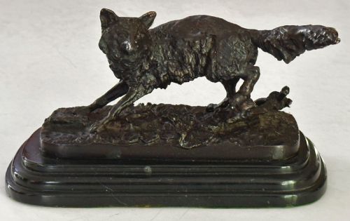 bronze of fox by pierre jules mene 18101879 - CATEGORY: ANTIQUE METAL - DATED 19TH CENTURY