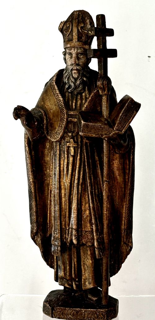 18th Century Carved Statue Of Saint Nicholas