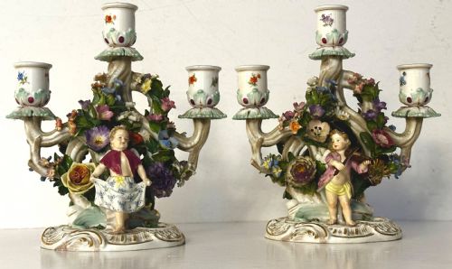 Pair of Meissen Candelabra.
