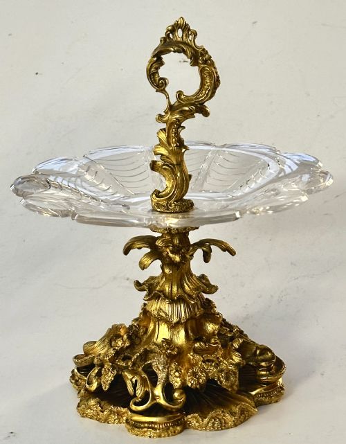 French Gilt Bronze and Cut Class Centre Piece