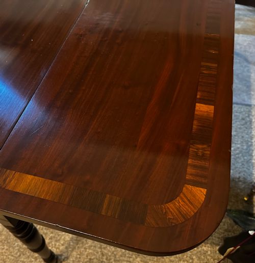REGENCY EXTENDING SOFA TABLE IN MAHOGANY AND ROSEWOOD - ADDITIONAL PHOTO 7