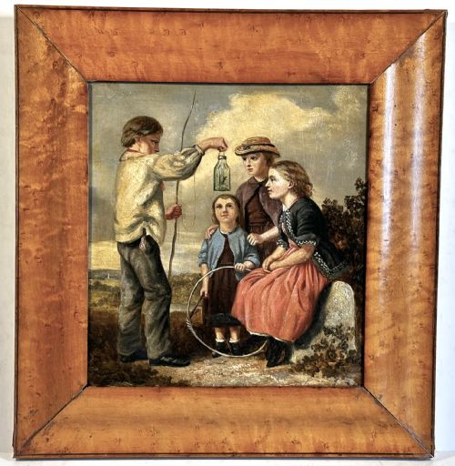 OIL ON PANEL IN BURR MAPLE FRAME - ADDITIONAL PHOTO 1