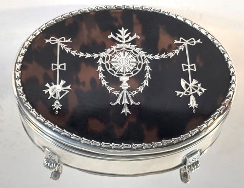 SILVER AND TORTOISESHELL JEWELLERY BOX - ADDITIONAL PHOTO 5