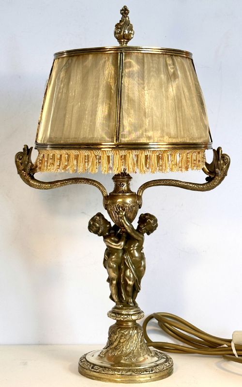 fig 1. Italian Table Lamp in Gilt Brass and Bronze