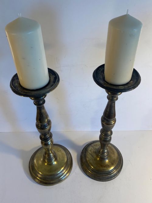 PAIR OF BRONZE CHURCH CANDLESTICKS - ADDITIONAL PHOTO 2