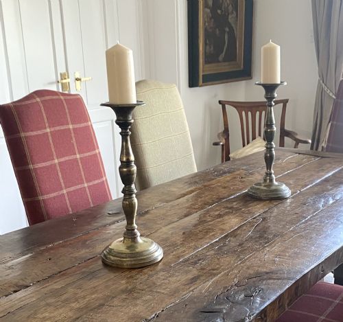 PAIR OF BRONZE CHURCH CANDLESTICKS - ADDITIONAL PHOTO 6