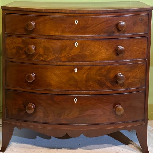 Flame Mahogany Bow Front Chest of Drawers