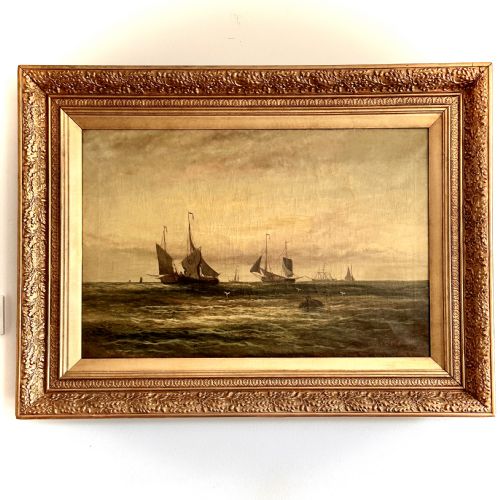 fig 1. Oil on Canvas of a Maritime Theme at Sunset by William Rogers.