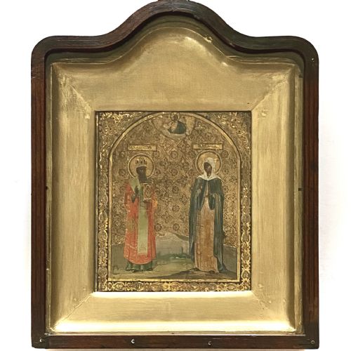 Russian Orthodox Icon Depicting Saints  Alexander and  Irina.