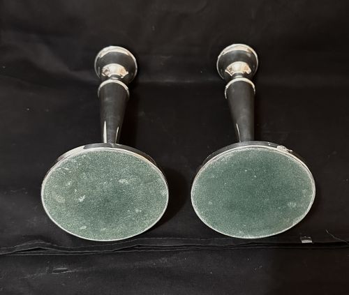 PAIR OF TALL HALLMARKED SILVER CANDLESTICKS - ADDITIONAL PHOTO 3