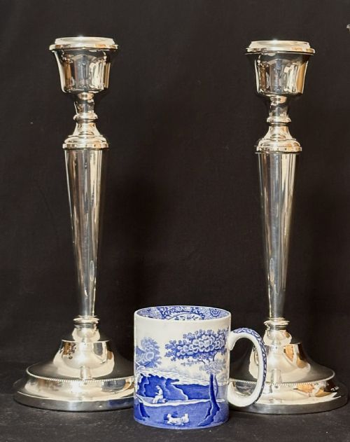 PAIR OF TALL HALLMARKED SILVER CANDLESTICKS - ADDITIONAL PHOTO 5