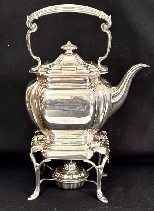 SILVER PLATED KETTLE ON STAND WITH SPIRIT BURNER - ADDITIONAL PHOTO 2