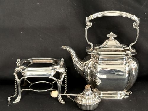 SILVER PLATED KETTLE ON STAND WITH SPIRIT BURNER - ADDITIONAL PHOTO 6