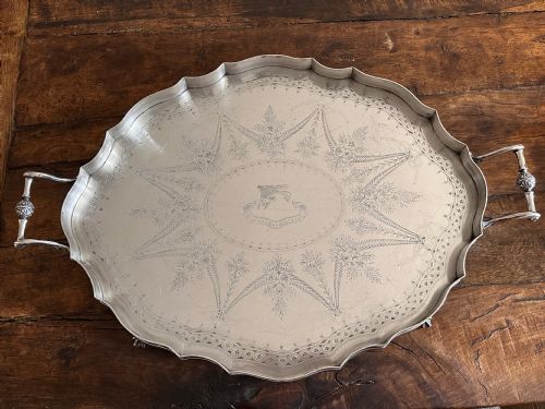 SILVER PTATED GALLERY TRAY OF LARGE PROPORTIONS - ADDITIONAL PHOTO 2