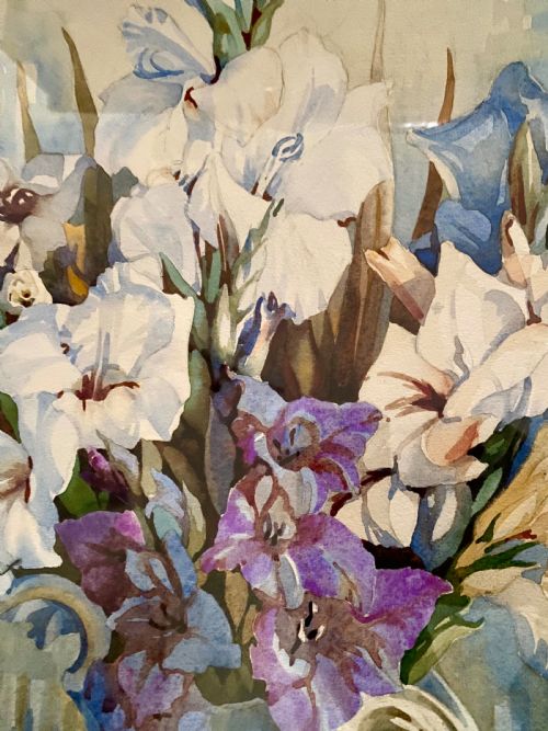 WATERCOLOUR PAINTING OF GLADIOLI IN A JUG - ADDITIONAL PHOTO 3