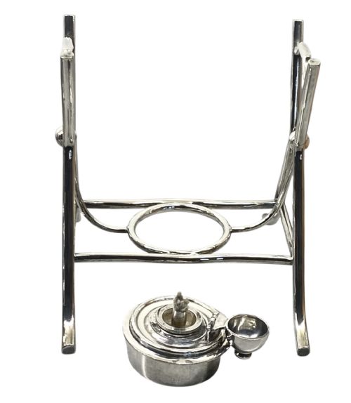 SILVER PLATED KETTLE WITH BURNER ON STAND - ADDITIONAL PHOTO 3