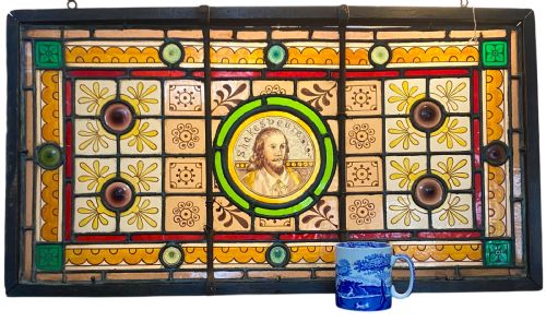 STAINED GLASS PANEL WITH SHAKESPEARE EMBLEM - ADDITIONAL PHOTO 6