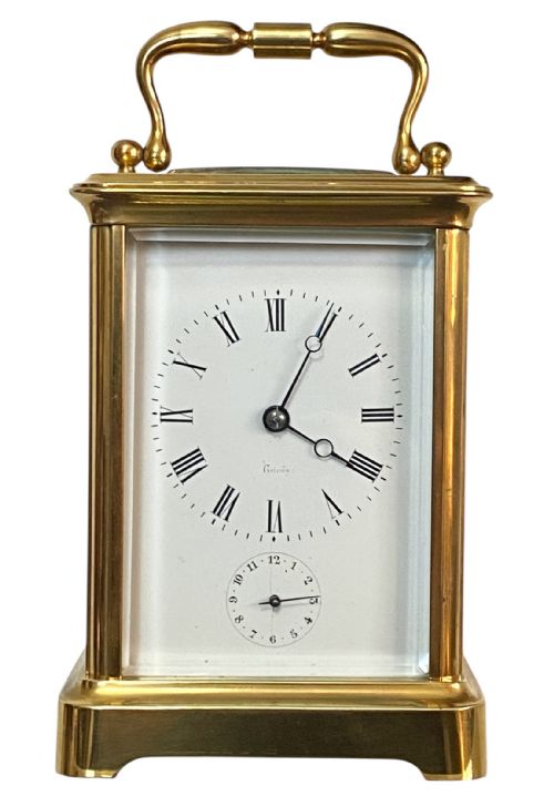 Swiss Eight Day Carriage Clock with Alarm in Original Leather Case.