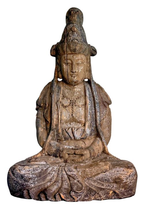 CARVED WOODEN BUDDHA FROM LATE 18THEARLY 19TH CENTURY
