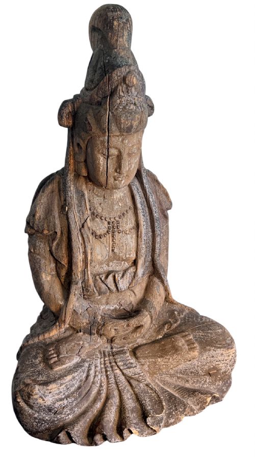 CARVED WOODEN BUDDHA FROM LATE 18THEARLY 19TH CENTURY - ADDITIONAL PHOTO 1