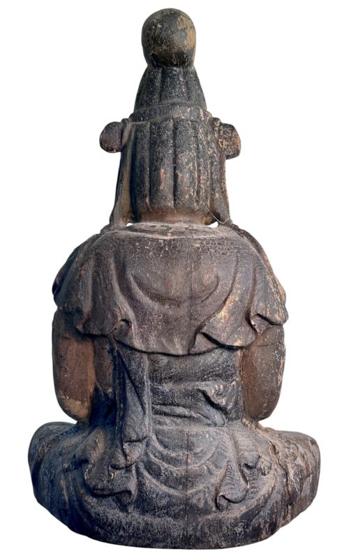 CARVED WOODEN BUDDHA FROM LATE 18THEARLY 19TH CENTURY - ADDITIONAL PHOTO 4