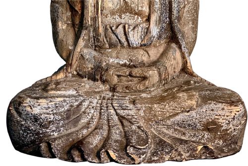 CARVED WOODEN BUDDHA FROM LATE 18THEARLY 19TH CENTURY - ADDITIONAL PHOTO 6