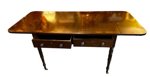 REGENCY EXTENDING SOFA TABLE IN MAHOGANY AND ROSEWOOD - ADDITIONAL PHOTO 3