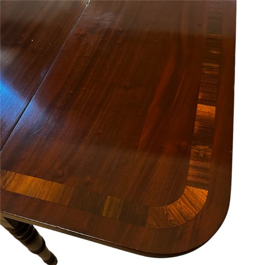 REGENCY EXTENDING SOFA TABLE IN MAHOGANY AND ROSEWOOD - ADDITIONAL PHOTO 5