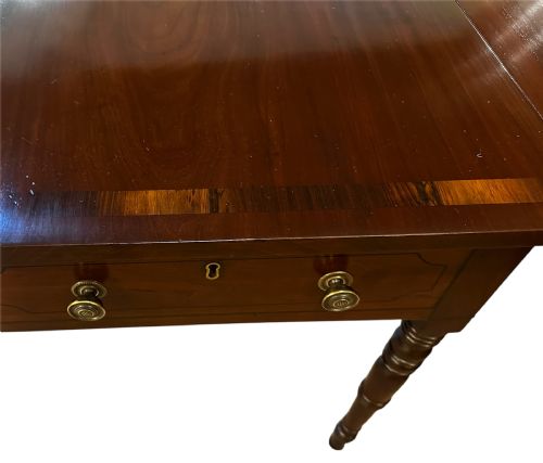 REGENCY EXTENDING SOFA TABLE IN MAHOGANY AND ROSEWOOD - ADDITIONAL PHOTO 6