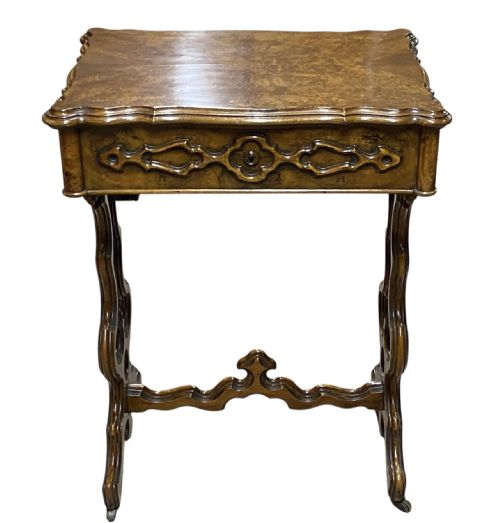 WORK TABLE IN FIGURED WALNUT - ADDITIONAL PHOTO 1