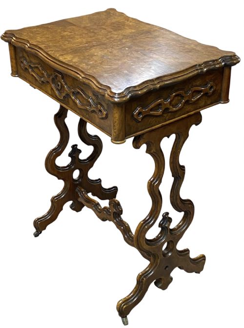 WORK TABLE IN FIGURED WALNUT