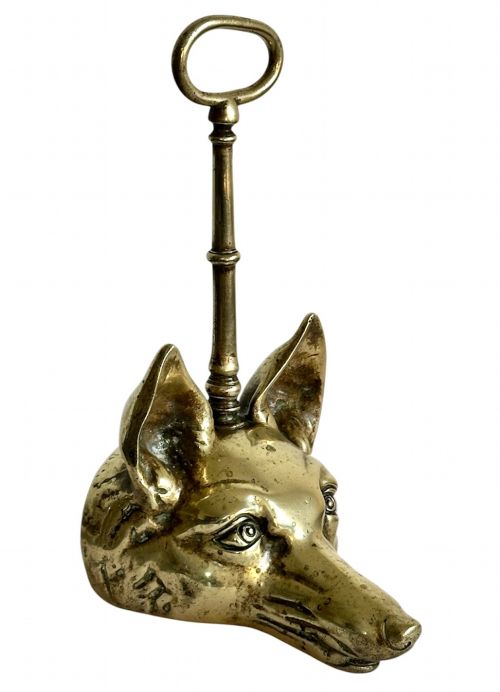 BRASS DOOR STOP WITH FOX HEAD