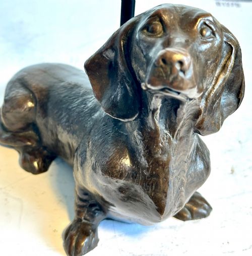 DOORSTOP WITH BRONZE DACHSHUND