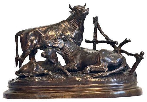 Bronze Cattle Family After Jules Moigniez (1835 1894)