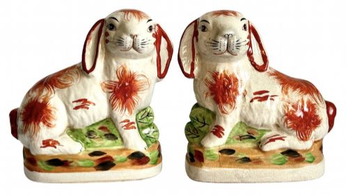 Pair of Staffordshire Rabbits of Large Proporttion